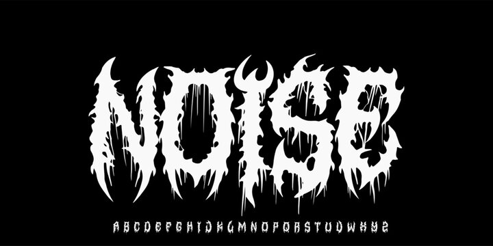 Noise typography in aggressive death metal font style. Sharp red vector design for streetwear, band merch, and edgy posters. Bold and brutal look.