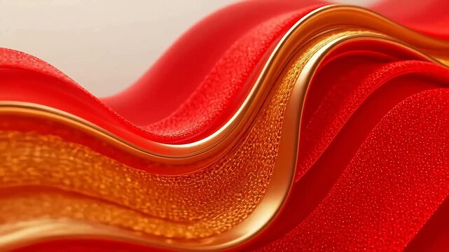 Red and gold silk waves