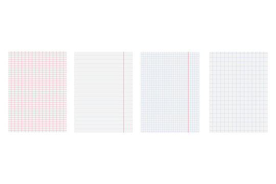 Set of Blank Grid and Lined Notebook Paper Templates for Education