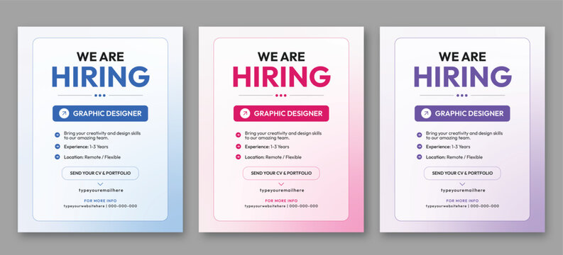 Graphic Designer Hiring Poster Template Vector Illustration, Editable Job Vacancy Announcement Flyer, Professional Career Opportunity Post Design