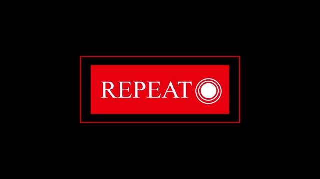 Red illuminated 'REPEAT' button glowing with light in a cinematic dark studio setting