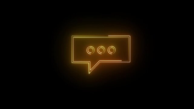Glowing speech bubbles animating in sequence against a dark background signifying communication and ideas