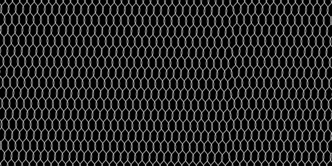 Fishing or soccer net. Repeated hexagon pattern. Black wired mesh texture isolated on white background.ilustrasion modern. © Arya