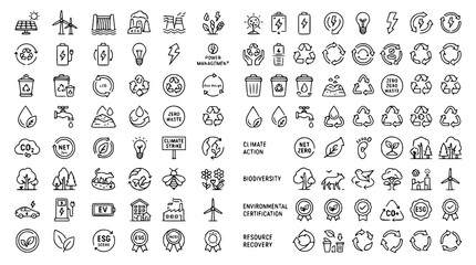 : Editable Stroke Energy Management and Sustainability Vector Icon Pack with Circular Economy and Eco Symbols © Shohel