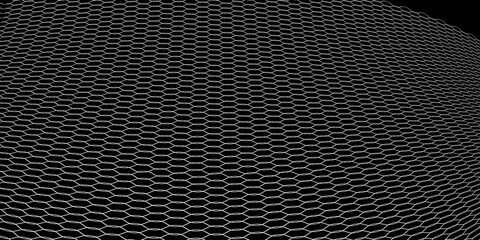 Fishing or soccer net. Repeated hexagon pattern. Black wired mesh texture isolated on white background.ilustrasion modern. © Arya