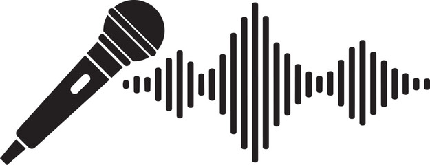 handheld microphone with sound wave icon audio recording silhouette vector illustration © Mohaiminul