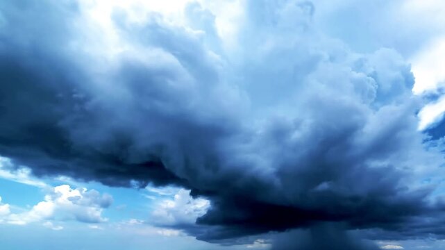 Dramatic Dark Swirling Storm Clouds Before Thunderstorm, Powerful Severe Weather Background for Nature and Climate Concepts