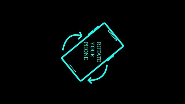 Cyan neon smartphone rotating in dark void with subtle motion graphics
