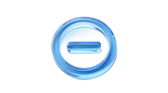 Glass minus sign in a circle isolated on transparent background