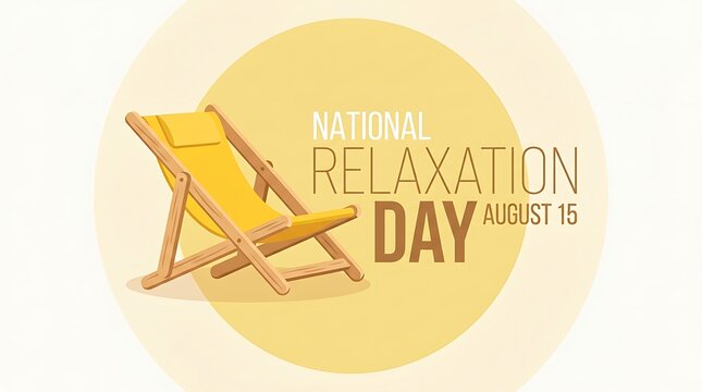 National relaxation day social media template with wooden beach lounge chair
