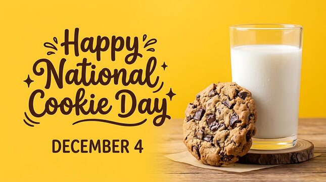 Happy national cookie day celebration poster december 4 with chocolate, december