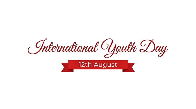 International youth day elegant calligraphy design with red ribbon graphic