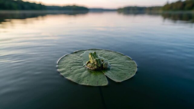 frog close up on amazon rainforest lake brazil morning light video