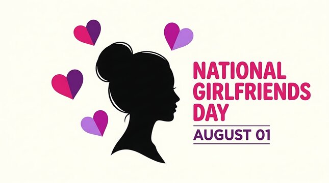 National girlfriends day greeting card illustration with silhouette of woman