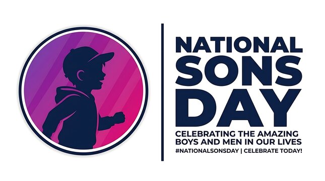 National sons day celebration graphic design with silhouette of boy, celebration