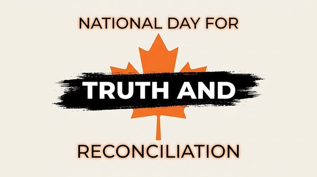 National day for truth and reconciliation with orange maple leaf symbol