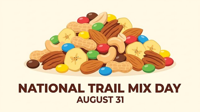 National trail mix day celebration with assorted nuts and fruit, celebration