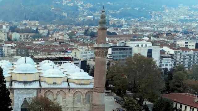 Grand Mosque of Bursa Interior and Exterior Architecture with Islamic Details in Turkey