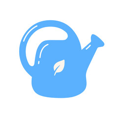 Blue Watering Can Flat Illustration, Cute Gardening Equipment SVG Clipart for Plant Care © suciramadhani