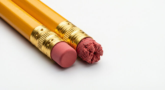 Conceptual metaphor of hard work: new versus used pencil eraser