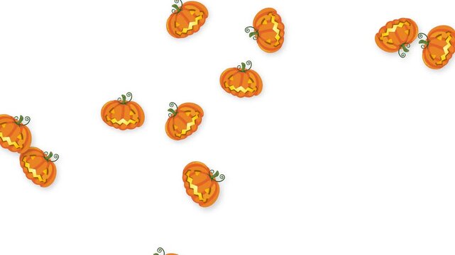 Animated Jack O Lantern Pumpkins Falling Against a Solid White Background