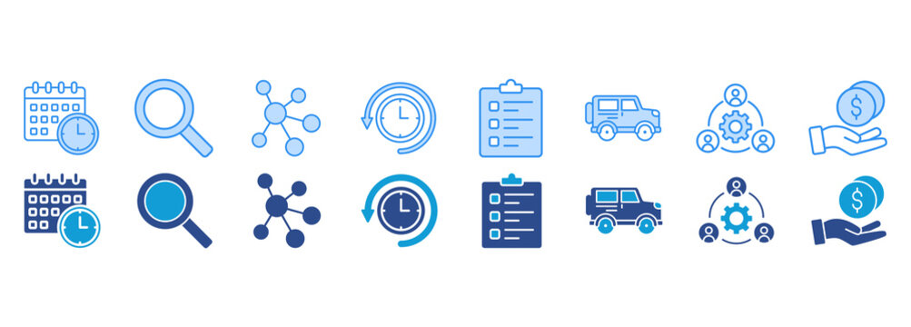SCM Supply Chain Management icon pack dual tone collection set. Vector Illustration Concept