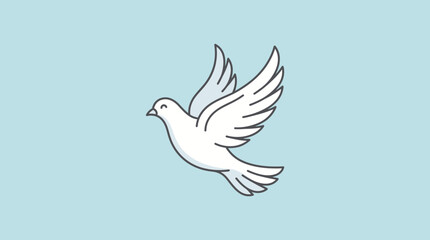 Fototapeta premium Graphic illustration of a white dove in flight with illustration, wildlife