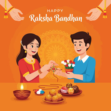 Raksha Bandhan Celebration: Sister Ties Rakhi to Brother's Wrist, Gifts, Sweets, Candle