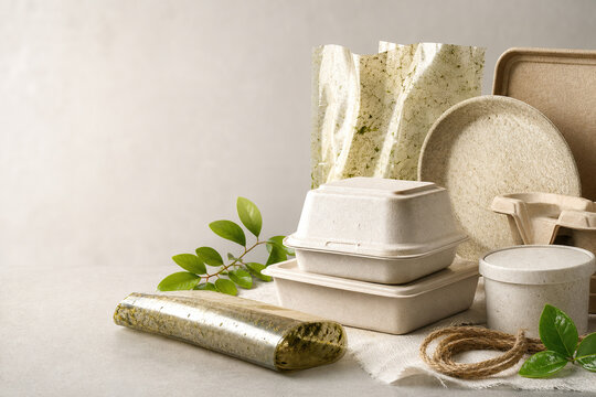 Eco friendly biodegradable food packaging containers and bioplastic wrap