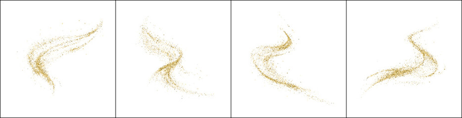 gold Transparent png image of elegant golden dust particles swirling in a decorative wave motion with luxury shimmering light effects on white background overlay created glitter swirl abstract magic © Oleg