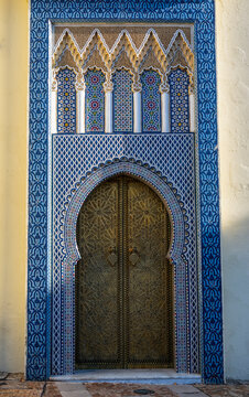 Ornate Moroccan door at the royal palace in Fez