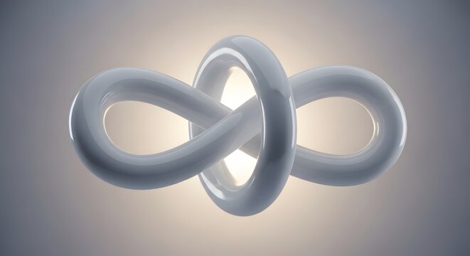 Abstract white matte infinite loop ribbon twisted architectural sculpture