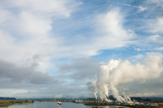 Industrial pollution along the Columbia River, Longview Washington