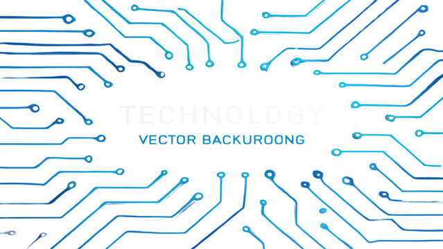Blue printed circuit board pattern background with microchip connections.