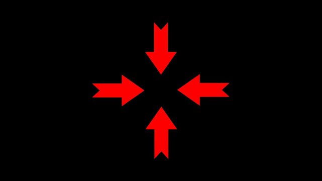 Arrows all directions icon. Four arrows corner four arrows expand Outline icon animation on transparent background. Arrow icon in trendy flat icon. 4k video