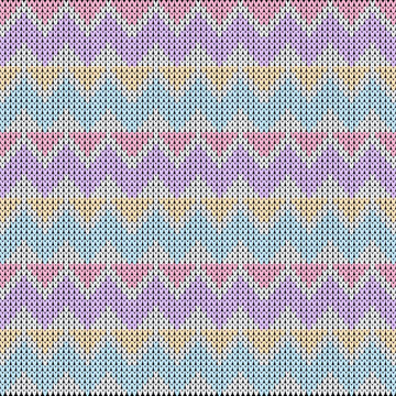 Seamless Nordic Knitting Pattern with Pastel Chevron Zigzag Waves