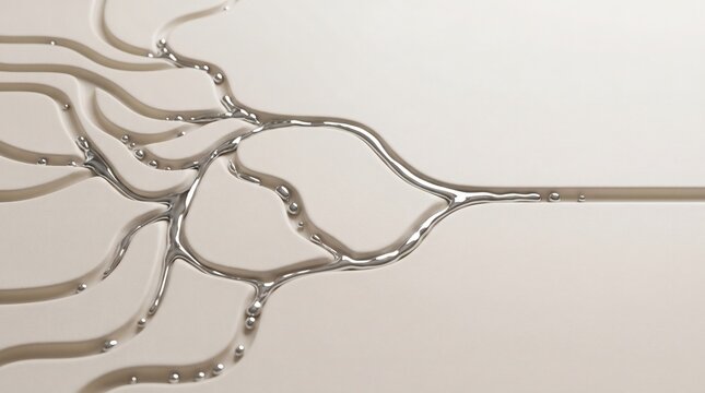 A close-up view of a complex, branching metallic structure resembling a biological vascular system or a fluid distribution network.