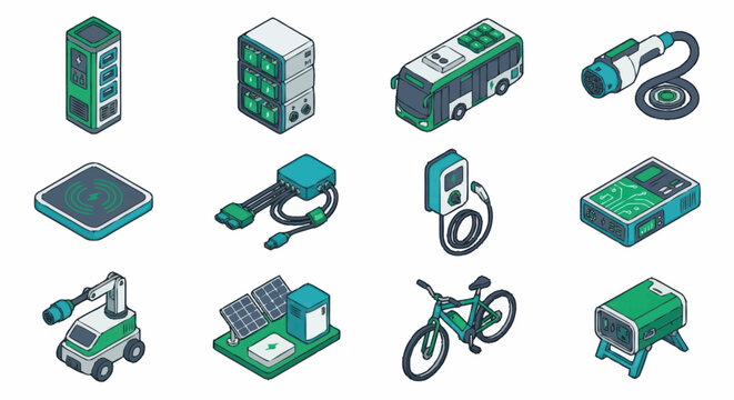 Flat Design Technology and Industry Icon Collection.