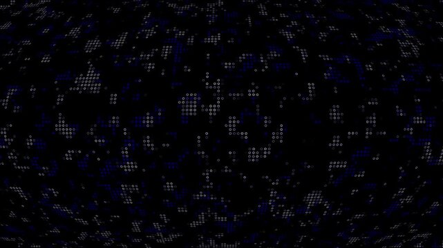 Futuristic Blue and white Flickering LED Dots Motion Graphic Background on Dark Surface, Seamless Hi Tech Halftone Digital Pattern Animation for Technology Presentations in 4K