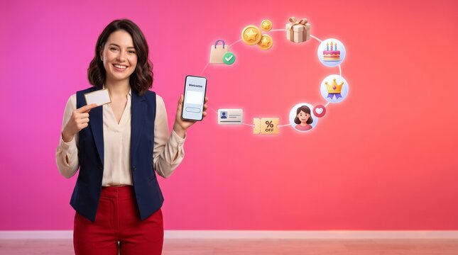 Retail manager presenting loyalty rewards program
