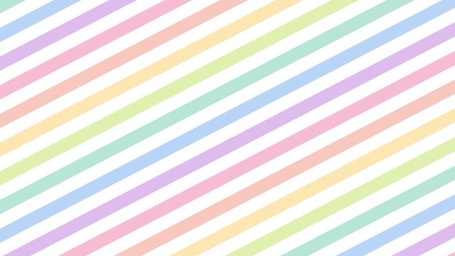 レインボーパステルカラーのストライプ柄シームレスパターン背景動画素材