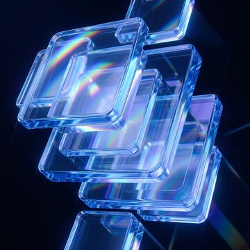 Abstract glass rectangles with rainbow light refraction rectangle refraction translucent abstract
