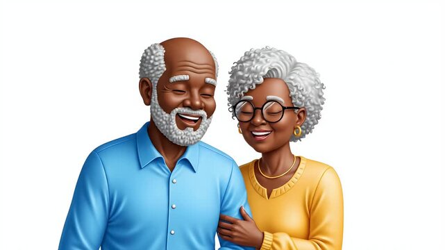 Portrait of a happy elderly African American couple smiling warmly, conveying love and companionship, senior lifestyle, golden years.
