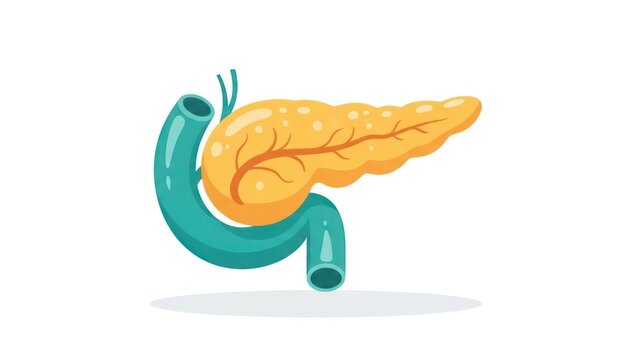 Pancreas and duodenum organ illustration, medical concept