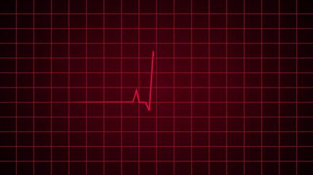 Red neon heartbeat flatline waveform with dynamic ECG pulse signal on alpha channel background 4K resolution.