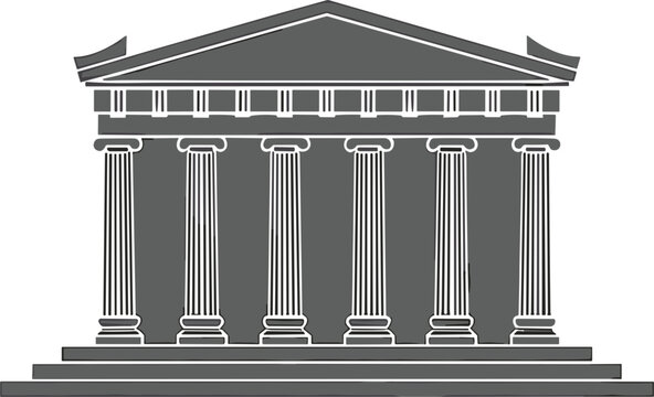 Ancient greek parthenon temple vector illustration featuring classic roman pantheon courthouse architecture and historic marble pillar monument