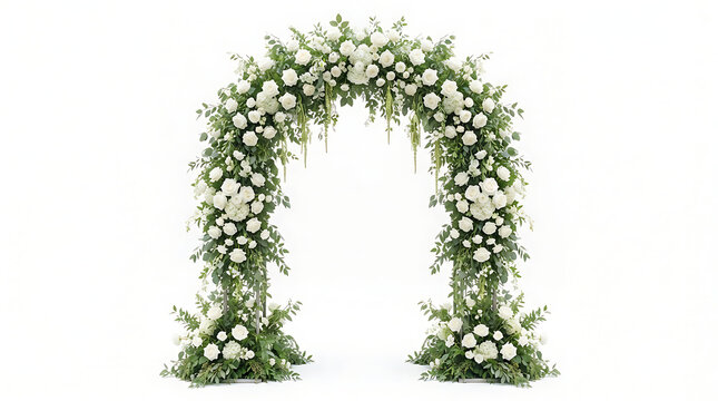 Green ivy archway isolated on white background