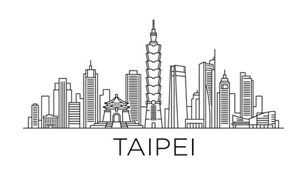 Obraz premium Taipei Skyline Outline - Modern City Architecture, Landmark Buildings