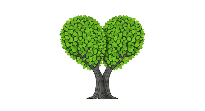 Green heart-shaped tree icon with roots