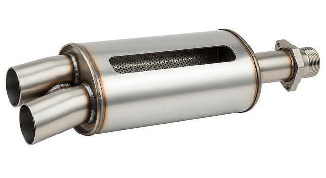 Stainless steel exhaust pipe with muffler isolated